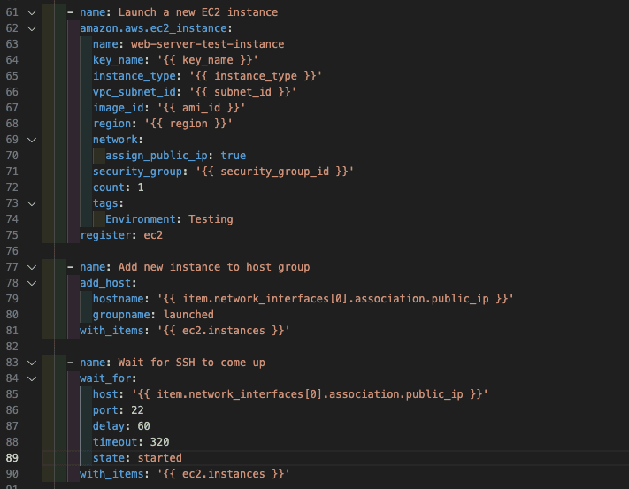 CloudFormation provisions a VPC with a bastion host and Ansible control node.